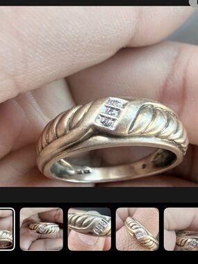 Gold-Tone Twisted Band Ring with Crystal Accents